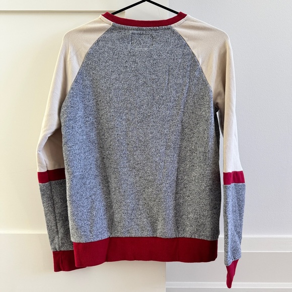 Roots Salt & Pepper, Red, Cream Crew Neck Sweater. - Picture 3 of 4